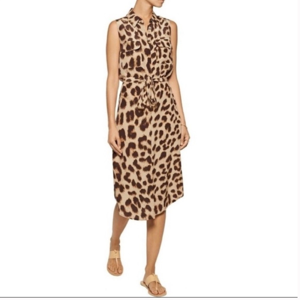 Equipment 100% Silk Animal Print Dress XS